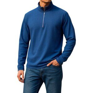 Kirkland Signature Men's Long Sleeve Quarter Zip Blue Lightweight Sweater Size L